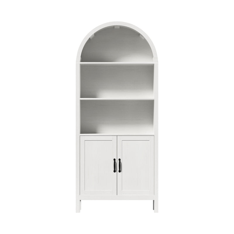 Oikiture Arched Bookshelf Display Shelf Bookcase Storage White