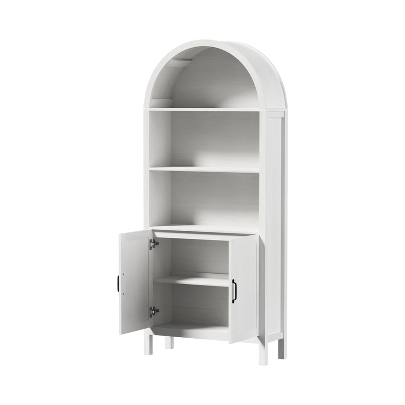 Oikiture Arched Bookshelf Display Shelf Bookcase Storage White