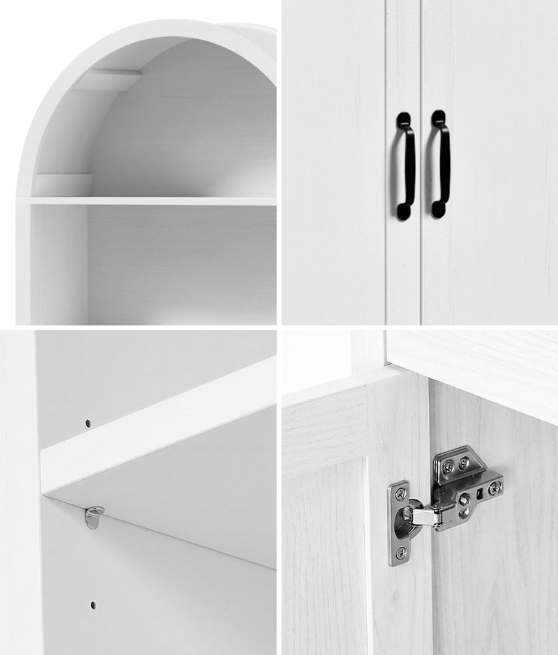 Oikiture Arched Bookshelf Display Shelf Bookcase Storage White