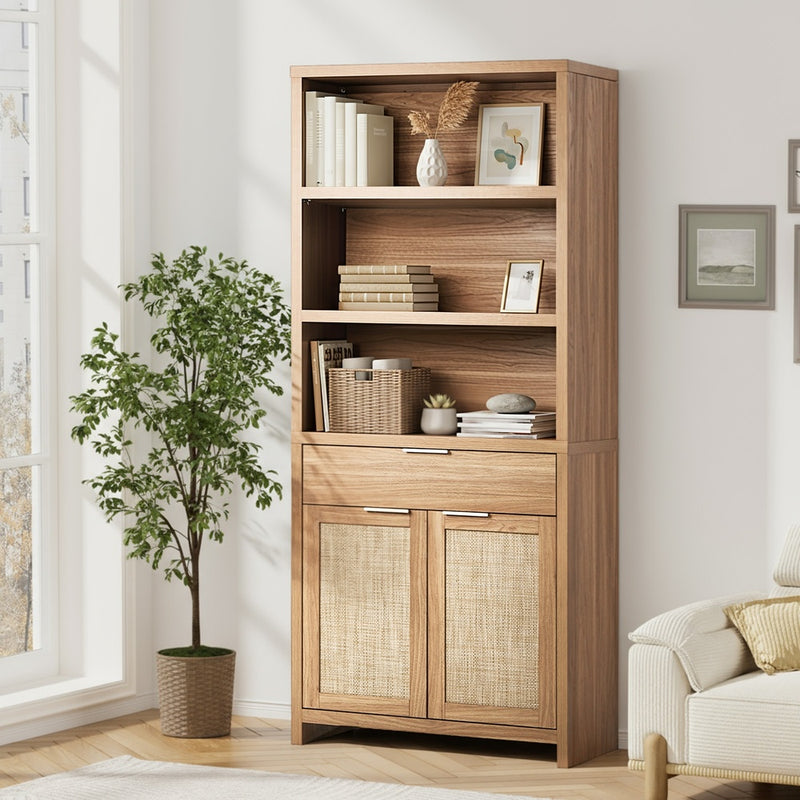 Oikiture Display Shelf Bookcase Adjustable Storage Cabinet 5 Tier