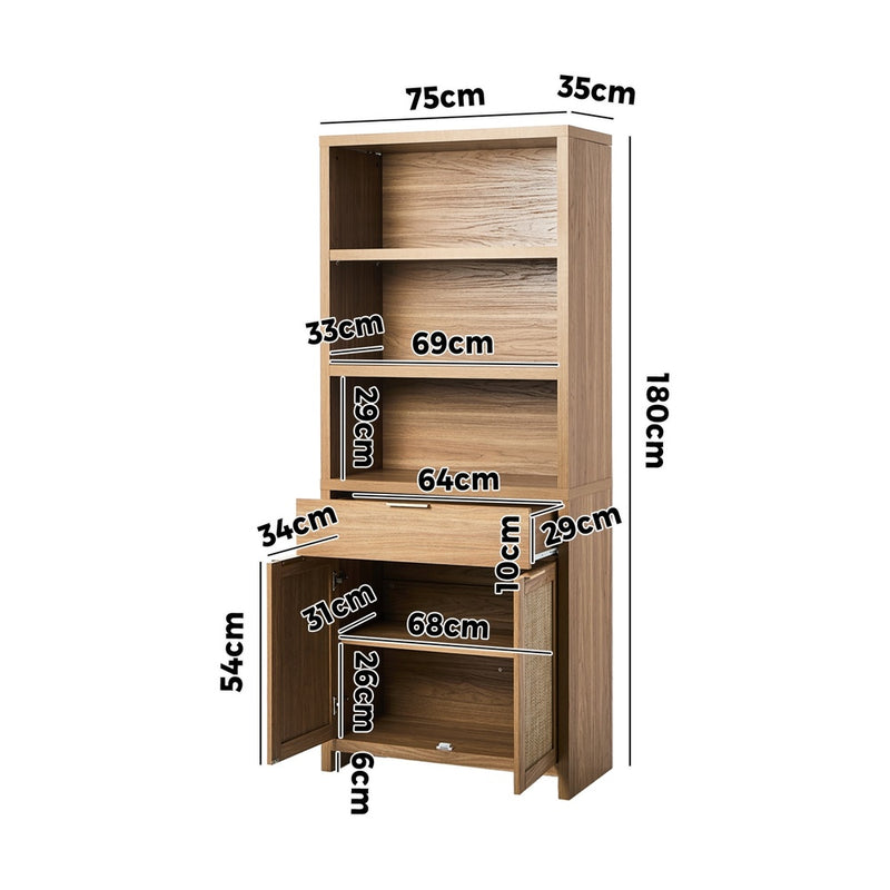 Oikiture Display Shelf Bookcase Adjustable Storage Cabinet 5 Tier