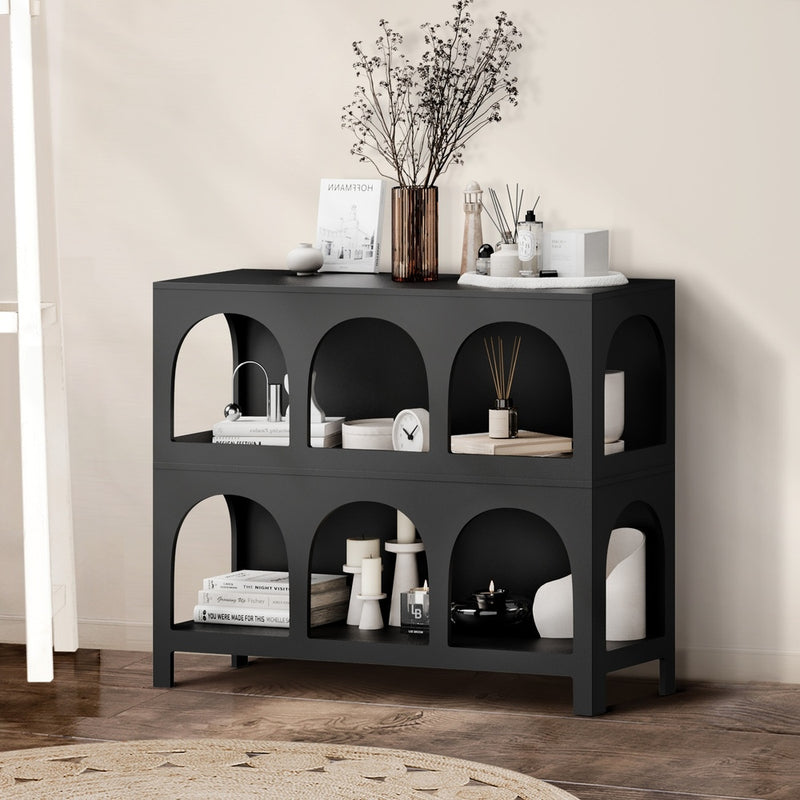 Oikiture Display Shelf Storage Stand Bookshelf Black