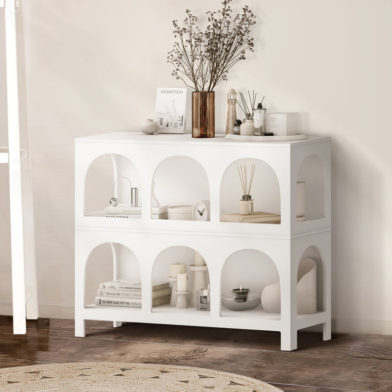 Oikiture Display Shelf Storage Stand Bookshelf White