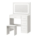 Oikiture Dressing Table Stool Set Large Mirror LED Light White