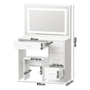 Oikiture Dressing Table Stool Set Large Mirror LED Light White
