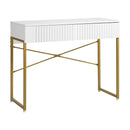 Oikiture Dressing Table Makeup Desk 2 Drawers White and Gold