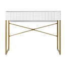 Oikiture Dressing Table Makeup Desk 2 Drawers White and Gold