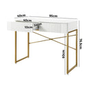 Oikiture Dressing Table Makeup Desk 2 Drawers White and Gold
