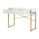 Oikiture Dressing Table Makeup Desk 2 Drawers White and Gold