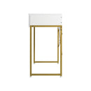 Oikiture Dressing Table Makeup Desk 2 Drawers White and Gold