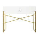 Oikiture Dressing Table Makeup Desk 2 Drawers White and Gold