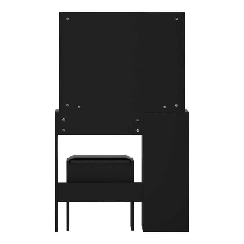 Oikiture Dressing Table Stool Set Makeup Slide Mirror Drawer 10 LED Bulbs Black