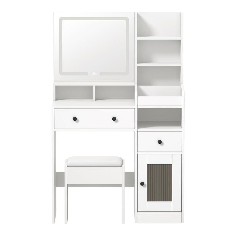 Oikiture Dressing Table Stool Set LED Light White