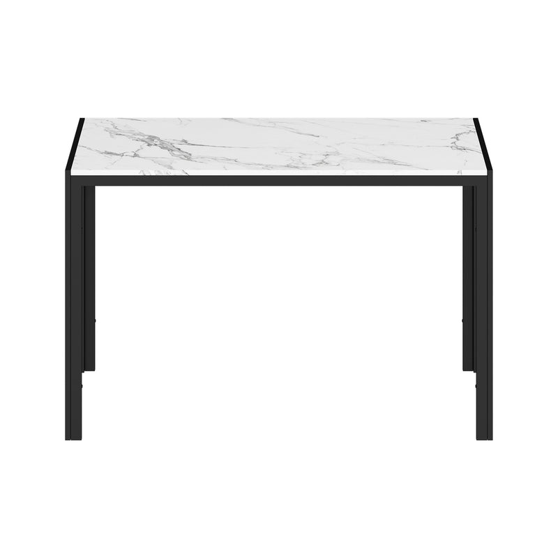 Oikiture 120cm Rectangular Dining Table with Metal Leg White&Black