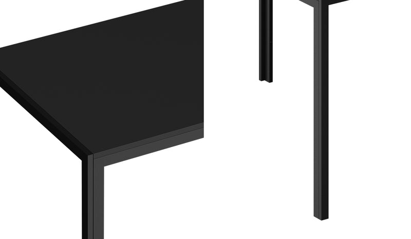 Oikiture 140cm Rectangular Dining Table with Metal Leg Black