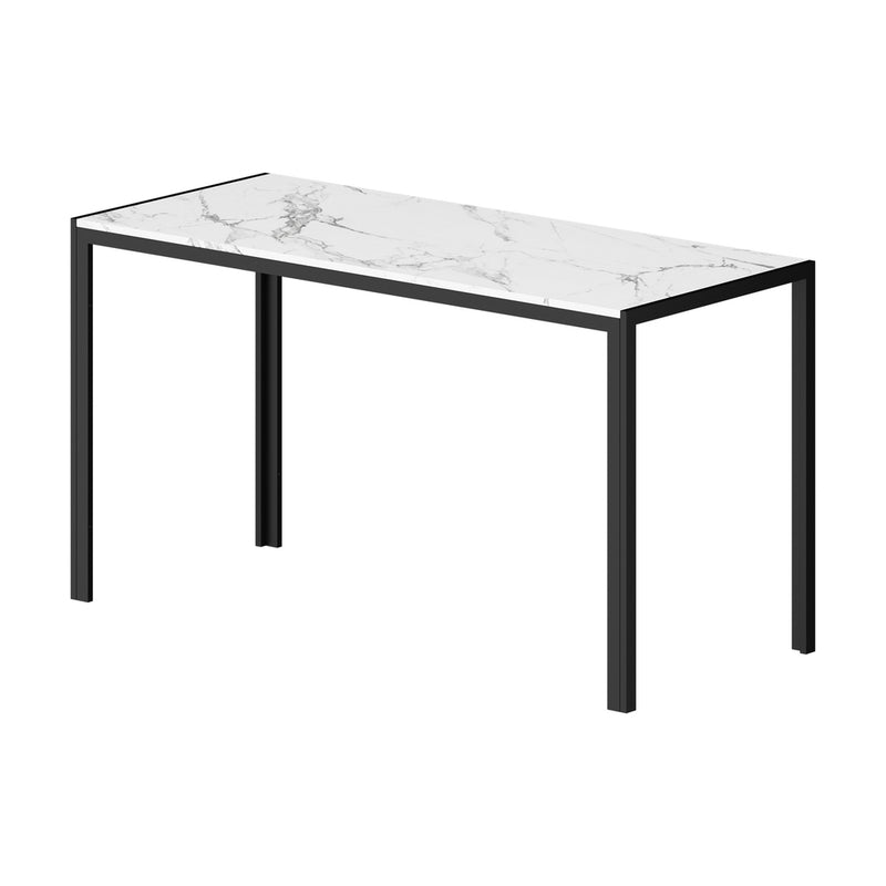 Oikiture 140cm Rectangular Dining Table with Metal Leg White&Black