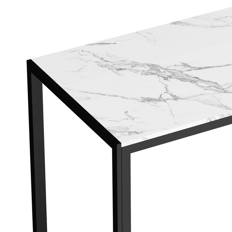 Oikiture 140cm Rectangular Dining Table with Metal Leg White&Black