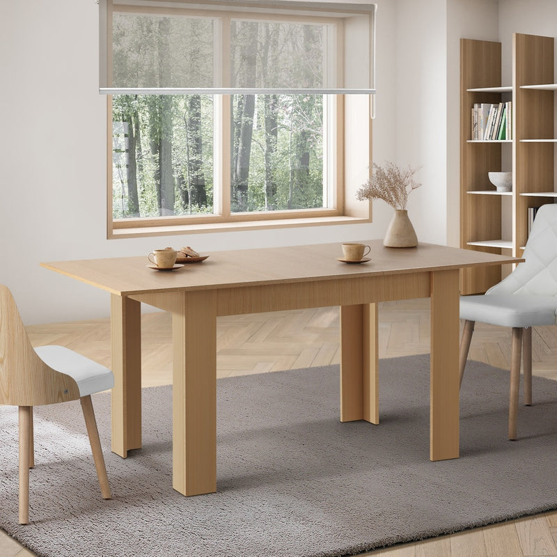 Oikiture 160cm Extendable Dining Table Cafe Table Wooden