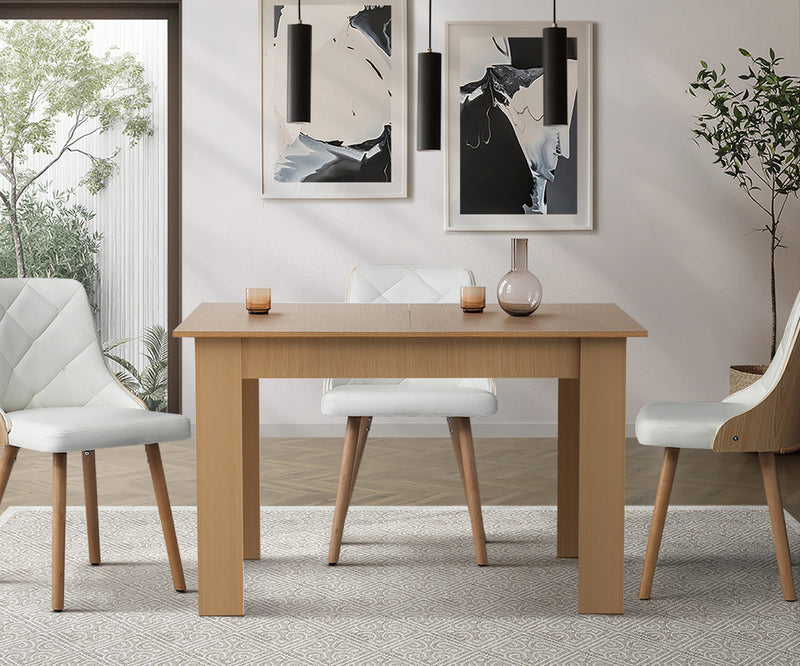 Oikiture 160cm Extendable Dining Table Cafe Table Wooden