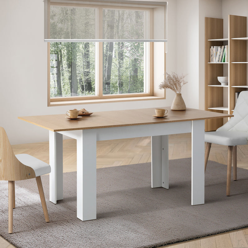 Oikiture 160cm Extendable Dining Table Wooden&White