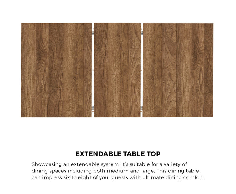 Oikiture 160cm Extendable Kitchen Dining Table Walnut