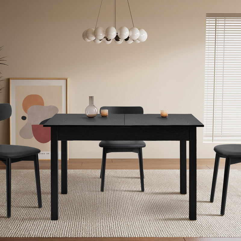 Oikiture Extendable Dining Table 1.2-1.6m Wooden Kitchen Table Black