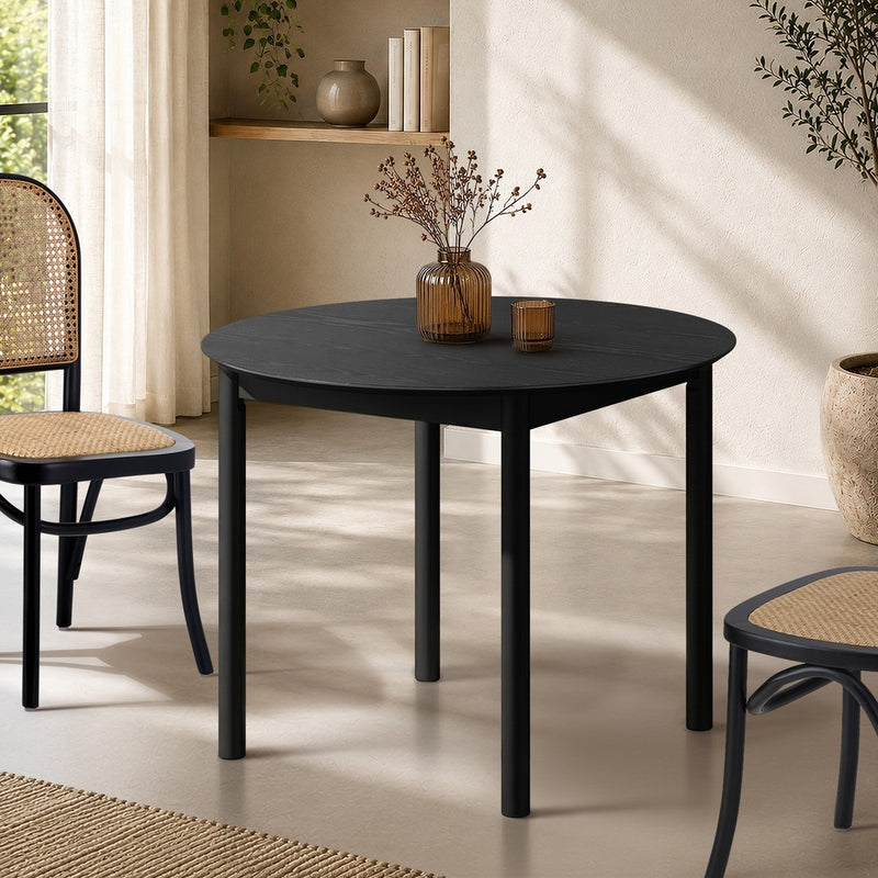 Oikiture Wooden Dining Table 100cm Round Table 4 Seater Natural