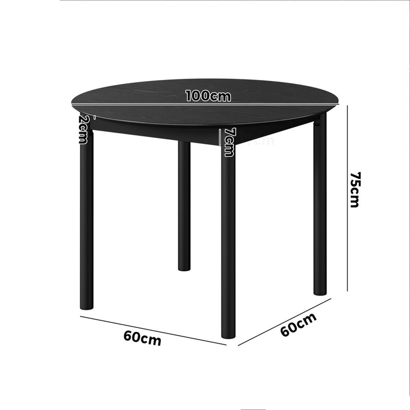 Oikiture Wooden Dining Table 100cm Round Table 4 Seater Natural