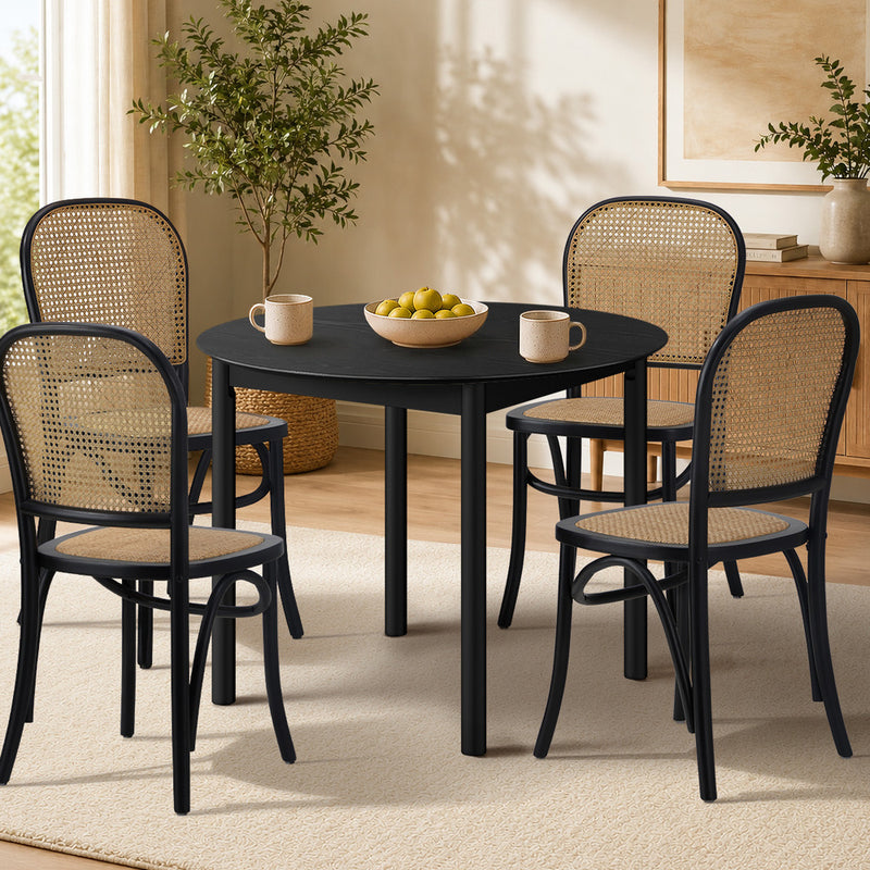 Oikiture Wooden Dining Table 100cm Round Table 4 Seater Natural