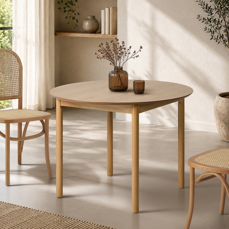 Oikiture Wooden Dining Table 100cm Round Table 4 Seater Black