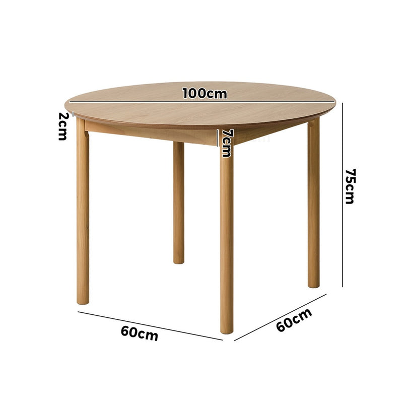 Oikiture Wooden Dining Table 100cm Round Table 4 Seater Black