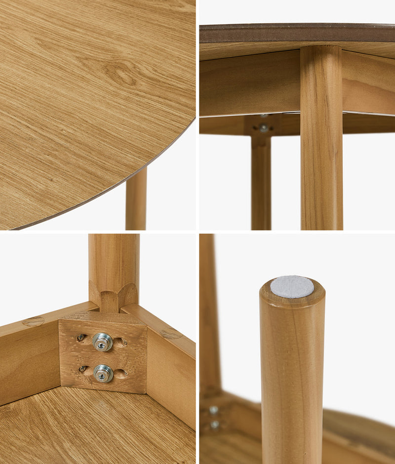 Oikiture Wooden Dining Table 100cm Round Table 4 Seater Black