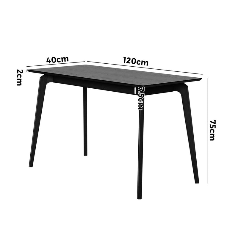 Oikiture Wooden Dining Table 120cm Rectangular 4 Seater Black