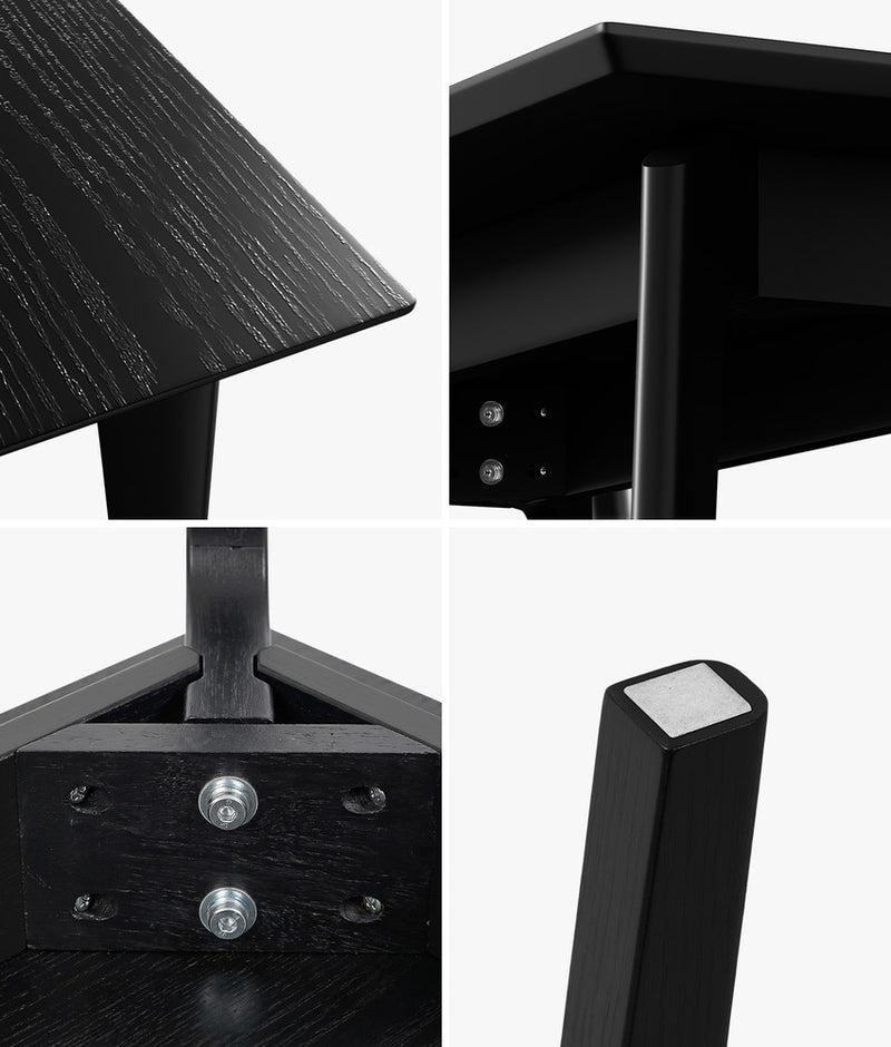 Oikiture Wooden Dining Table 120cm Rectangular 4 Seater Black