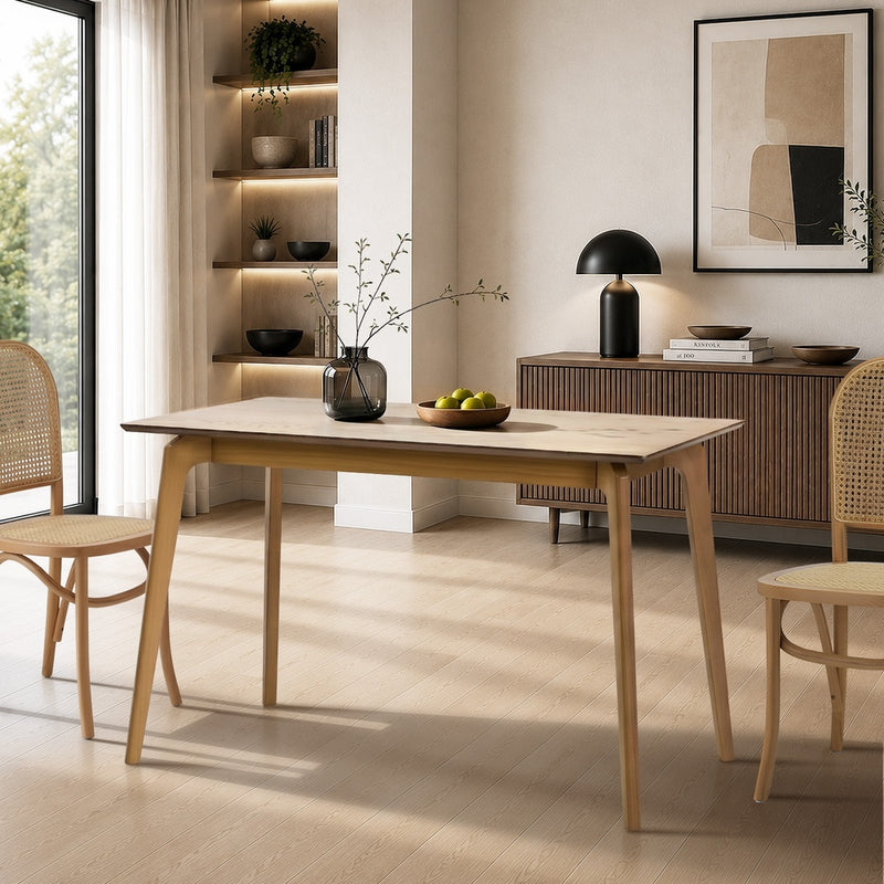 Oikiture Wooden Dining Table 120cm Rectangular 4 Seater Natural