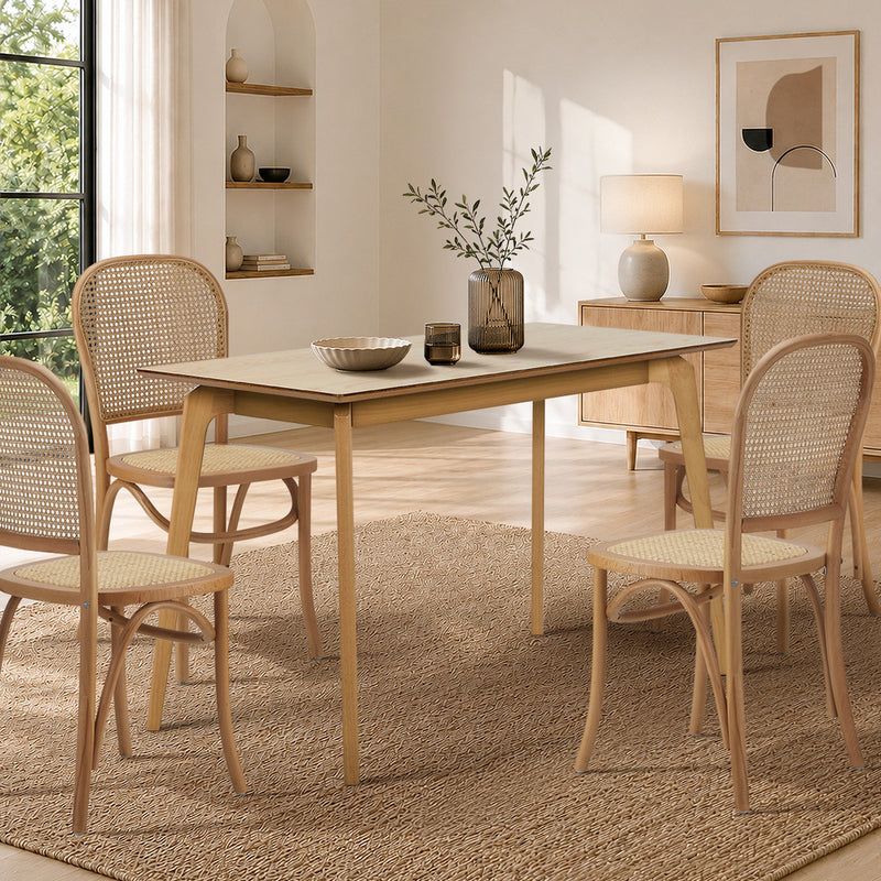 Oikiture Wooden Dining Table 120cm Rectangular 4 Seater Natural