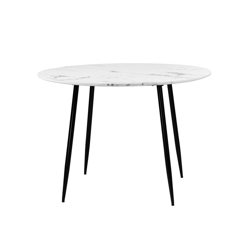 Oikiture 110cm Dining Table with Marble Finish White&Black