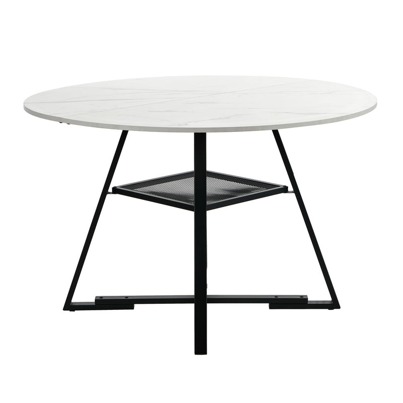 Oikiture 120cm Round Dining Table Marble-like Wooden Kitchen Furniture