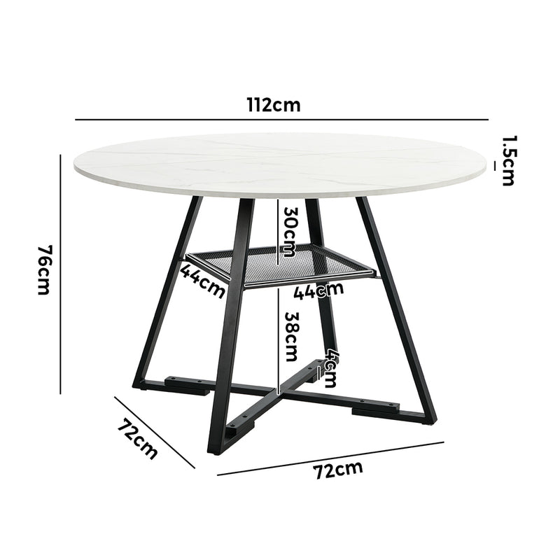 Oikiture 120cm Round Dining Table Marble-like Wooden Kitchen Furniture