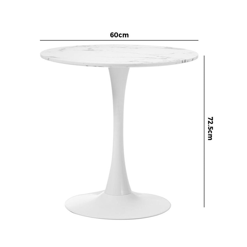 Oikiture 60cm Dining Table Marble Tulip Shape White