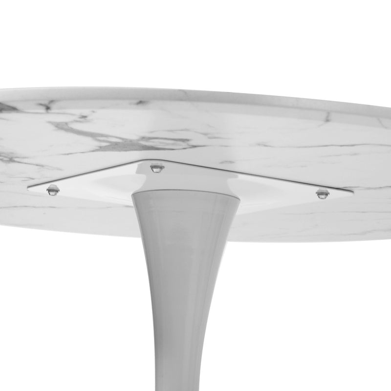 Oikiture 60cm Dining Table Marble Tulip Shape White