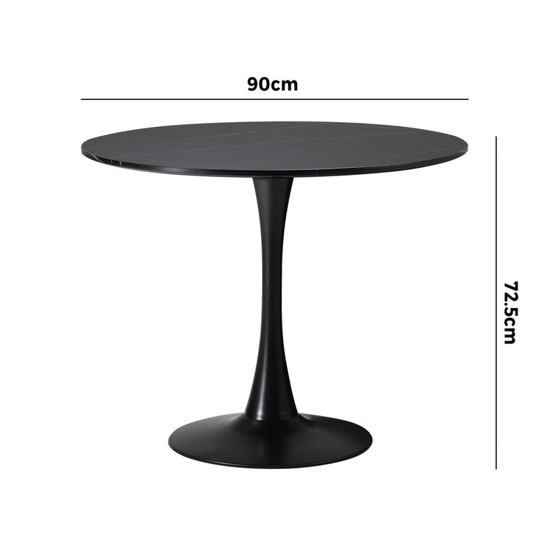 Oikiture 90cm Dining Table Tulip Shape Base Black