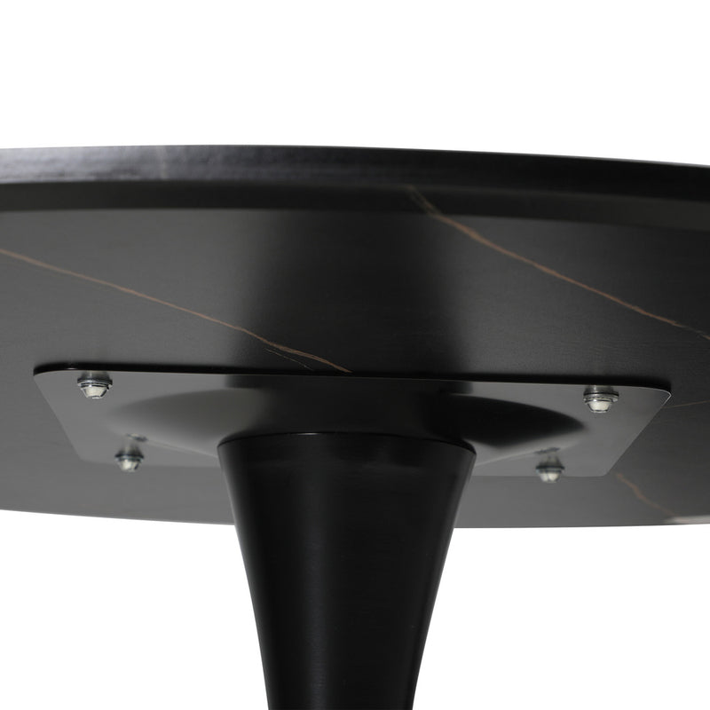 Oikiture 90cm Dining Table Tulip Shape Base Black