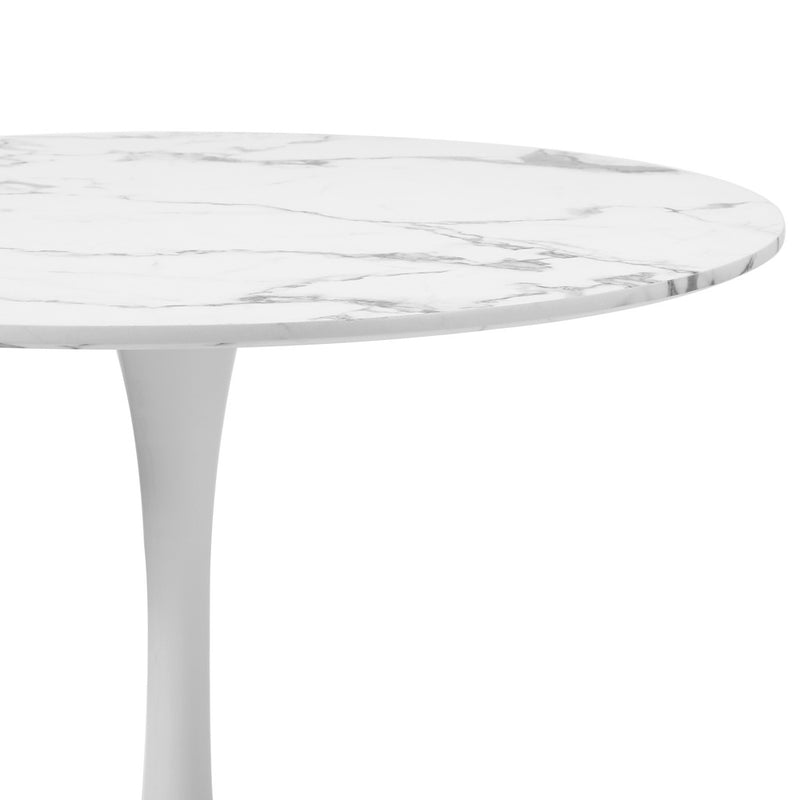 Oikiture 90cm Dining Table Marble Tulip Shape White
