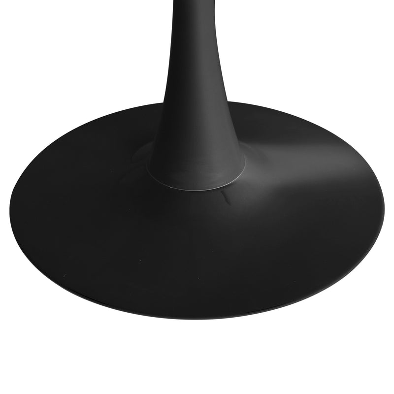 Oikiture 90cm Dining Table Marble Tulip Shape White&Black