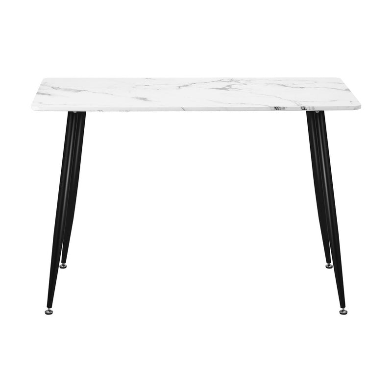 Oikiture 120cm Dining Table Rectangle Marble Finish Metal Legs