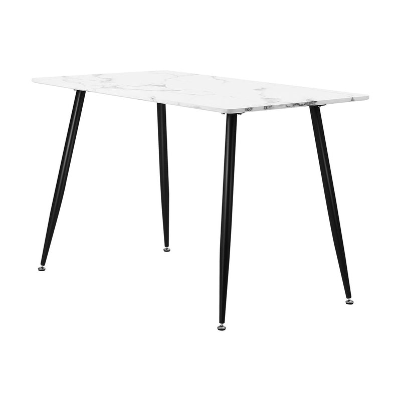 Oikiture 120cm Dining Table Rectangle Marble Finish Metal Legs