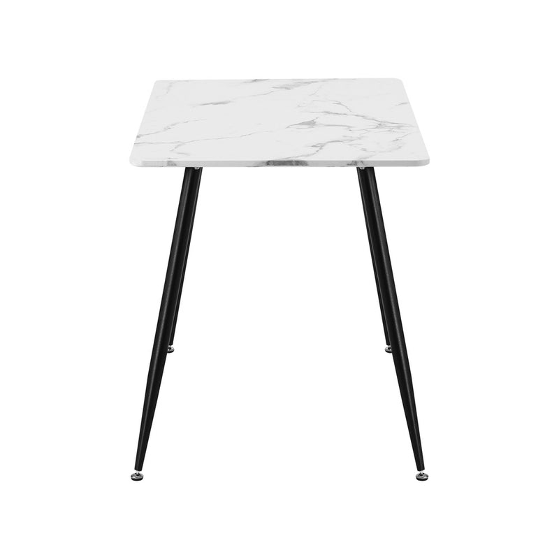 Oikiture 120cm Dining Table Rectangle Marble Finish Metal Legs