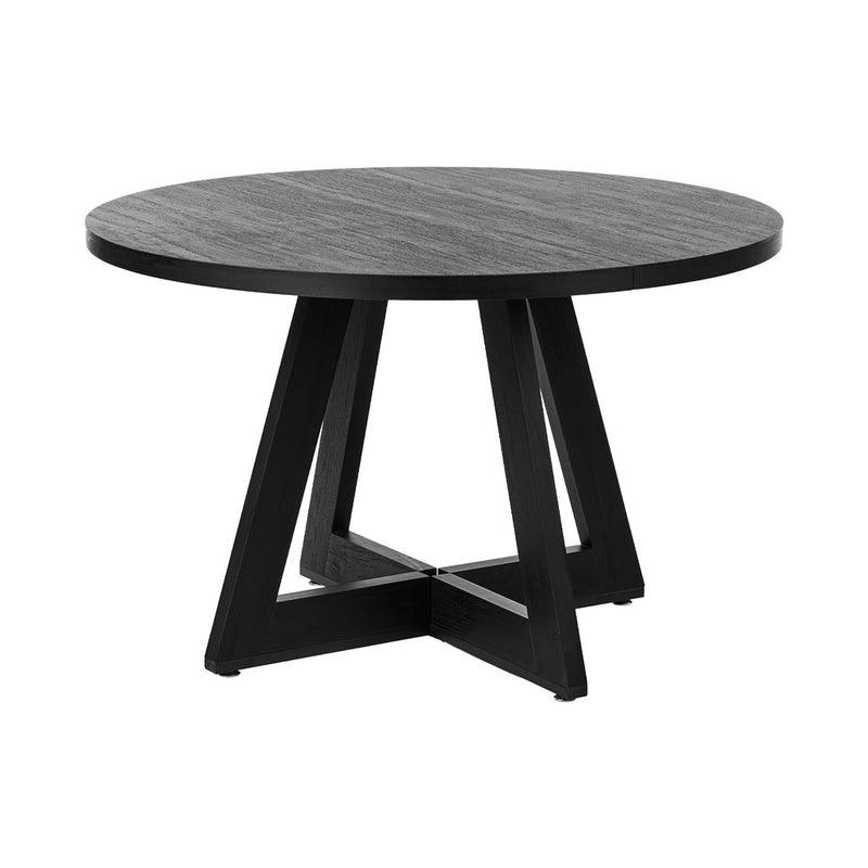 Oikiture 120cm Round Dining Table Wooden Kitchen Furniture Black