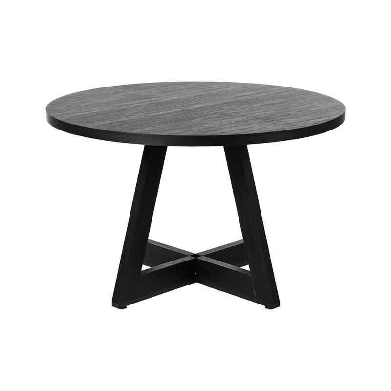 Oikiture 120cm Round Dining Table Wooden Kitchen Furniture Black